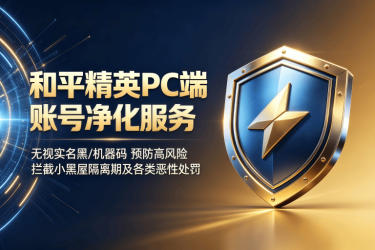 和平精英PC端 账号净化服务 无视实名黑/机器码 预防高风险 拦截小黑屋隔离期及各类恶性处罚